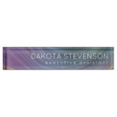 層カッコいい |美しいブルーパープルと金ゴールド瑪瑙 デスクネームプレート (正面)