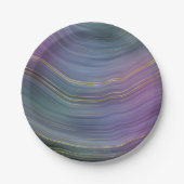 層カッコいい |美しいブルーパープルと金ゴールド瑪瑙 ペーパープレート (正面)