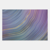 層カッコいい |美しいブルーパープルと金ゴールド瑪瑙 ラッピングペーパーシート (正面3)