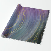 層カッコいい |美しいブルーパープルと金ゴールド瑪瑙 ラッピングペーパー (アンロールド)