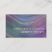 層カッコいい |美しいブルーパープルと金ゴールド瑪瑙 名刺 (正面)