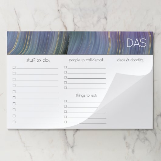 層カッコいい | Blue Purple金ゴールドアゲート一覧 ペーパーパッド (折り畳み)