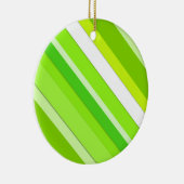 層状のストライプキャンディの – ライムグリーンとホワイト セラミックオーナメント (右)