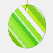 層状のストライプキャンディの – ライムグリーンとホワイト セラミックオーナメント (左)