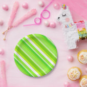 層状のストライプキャンディの – ライムグリーンとホワイト ペーパープレート (パーティー)