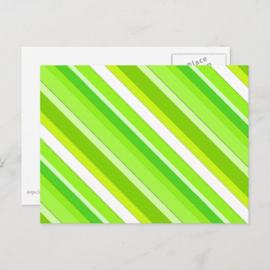 層状のストライプキャンディの – ライムグリーンとホワイト ポストカード (正面/裏面)