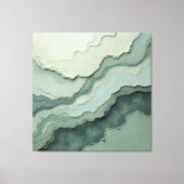 層状のセージ・アブストラクト - オーガニックモダン キャンバスプリント (正面)