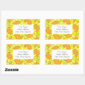 層状の手描きイエローオレンジサンフラワーラベル 長方形シール (シート)