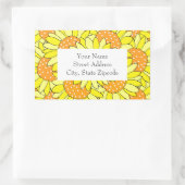 層状の手描きイエローオレンジサンフラワーラベル 長方形シール (バッグ)