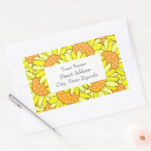 層状の手描きイエローオレンジサンフラワーラベル 長方形シール (封筒)