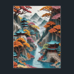 層状の紙中国の崖の風景はビーだ シーズンポストカード<br><div class="desc">紙の崖中国のの風景は美しく複雑な芸術作品で、木や鶴、ヴィンテージの原稿などが重なり、作品の奥深さと複雑さを生み出している。色も深いの緑か素晴らしらブルースまで鮮やかある。この風景は家やオフィスにエレガンスのtouchを追加することが確実である。</div>