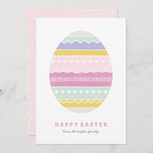 層状エッグ非写真イースターカード – Mauve シーズンカード (正面/裏面)