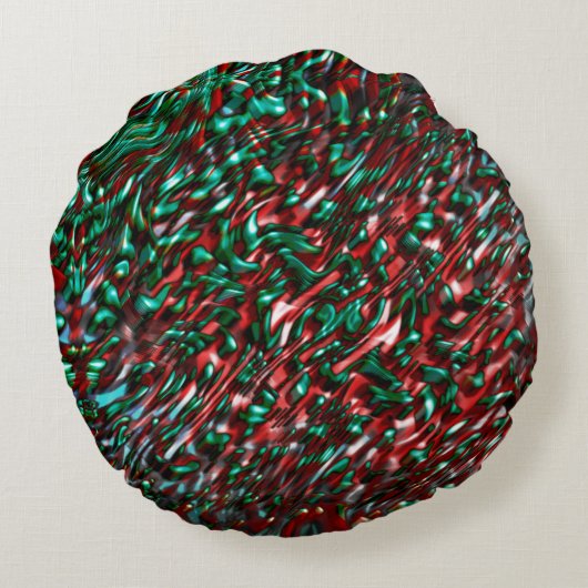 層状カーブ、緑とブルゴーニュ ラウンドクッション (裏面)