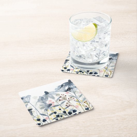 層状ガーデン – 水彩花 スクエアペーパーコースター (インサイチュ)