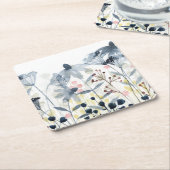 層状ガーデン – 水彩花 スクエアペーパーコースター (アングル)