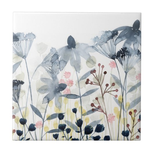 層状ガーデン – 水彩花 タイル (正面)