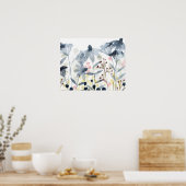 層状ガーデン – 水彩花 ポスター (キッチン)