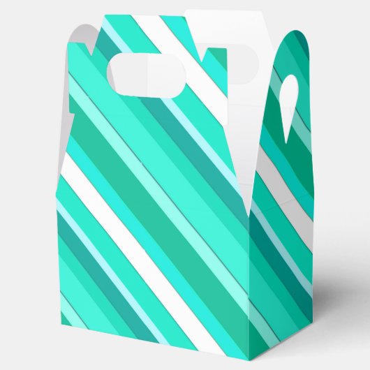 層状ストライプキャンディターコイズと白 フェイバーボックス (オープン)