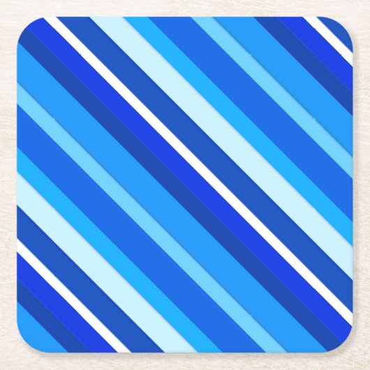 層状ストライプキャンディ淡い色のー – cobaltとblue スクエアペーパーコースター (正面)