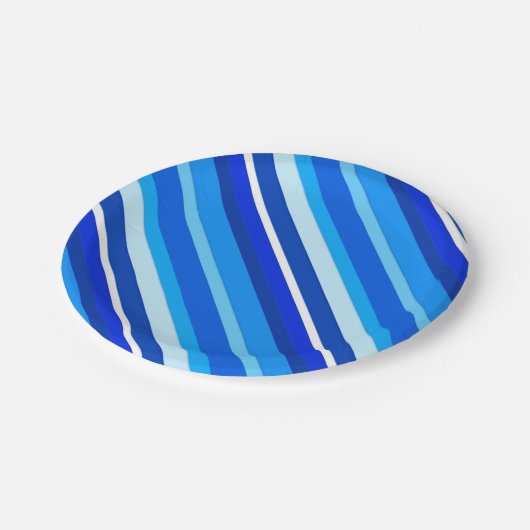 層状ストライプキャンディ淡い色のー – cobaltとblue ペーパープレート (アングル)