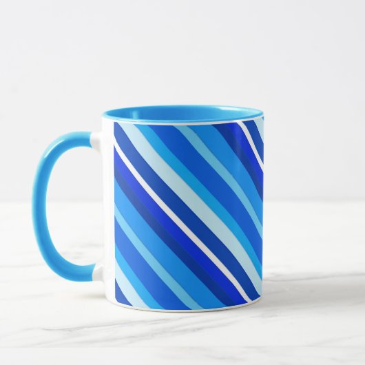 層状ストライプキャンディ淡い色のー – cobaltとblue マグカップ (左)