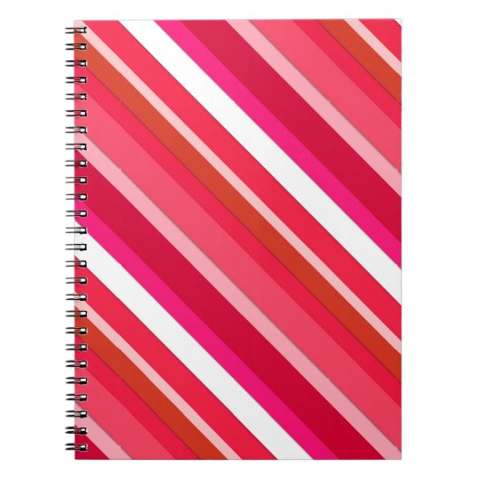 層状ストライプキャンディ – 赤、ピンクと白 ノートブック (正面)