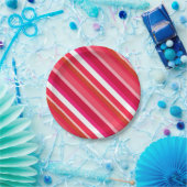 層状ストライプキャンディ – 赤、ピンクと白 ペーパープレート (パーティー)