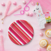層状ストライプキャンディ – 赤、ピンクと白 ペーパープレート (パーティー)