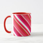 層状ストライプキャンディ – 赤、ピンクと白 マグカップ (左)