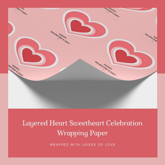 層状ハートスウィートアートお祝いラッピング紙 ラッピングペーパー