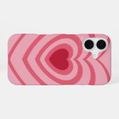層状ピンクハート美学 iPhone 16ケース (裏面横)