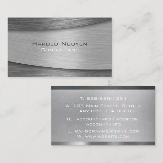 層状ブラシ仕上げ金属金属ステンレス鋼 名刺 (正面/裏面)