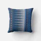 層状モダン青と茶色のデザイン クッション (裏面)