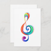 層状レインボートレブルクレフ、 音符記号 サンキューカード (正面/裏面)