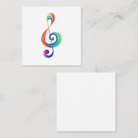 層状レインボートレブルクレフ、 音符記号 スクエア名刺 (正面/裏面)