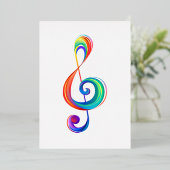 層状レインボートレブルクレフ、 音符記号 箔招待状 (立ち正面)
