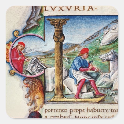 履歴イニシャル'L' スクエアシール (正面)