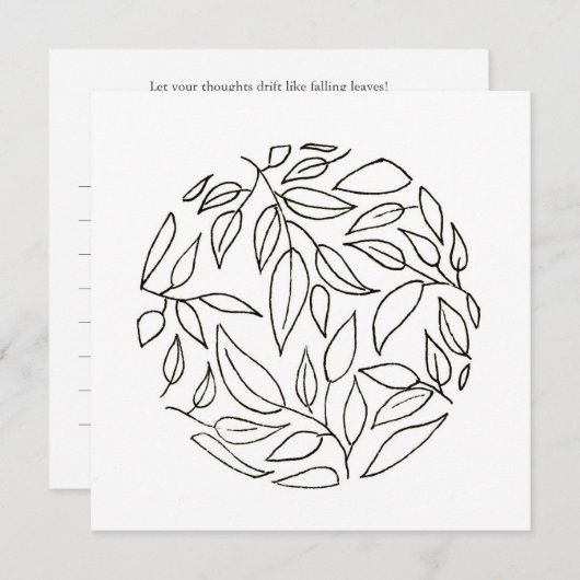 履歴シンプル付きリーフのアウトラインカード 招待状 (正面/裏面)