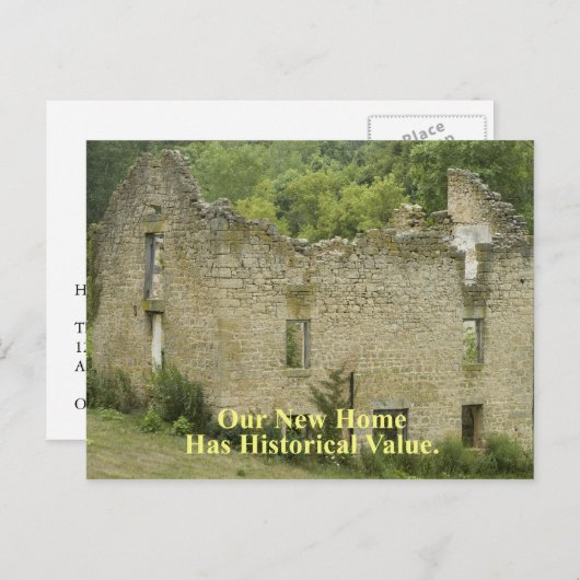 履歴値ホーム2 -おもしろい所在地の変更 案内ポストカード (正面/裏面)