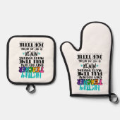 履歴先生のみフルタイム数々のタスク 鍋つかみ&鍋敷きセット (正面)