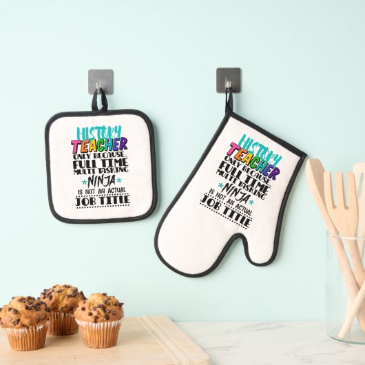 履歴先生のみフルタイム数々のタスク 鍋つかみ&鍋敷きセット (インサイチュ (吊り下げ))