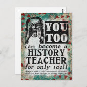 履歴先生はがき – おもしろいヴィンテージレトロ ポストカード (正面/裏面)