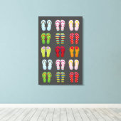 履物ファンキーカラフル夏ビーチサンダル キャンバスプリント (インサイチュ (ウッドフロア))