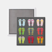 履物ファンキーカラフル夏ビーチサンダル マグネット (正面/裏面)