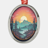 山々がクリスマスの飾り引用文を呼んでいる メタルオーナメント (左)