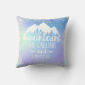 山々がブルーパープルグリッターを呼んでいる クッション (裏面)