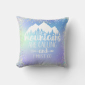 山々がブルーパープルグリッターを呼んでいる クッション (正面)