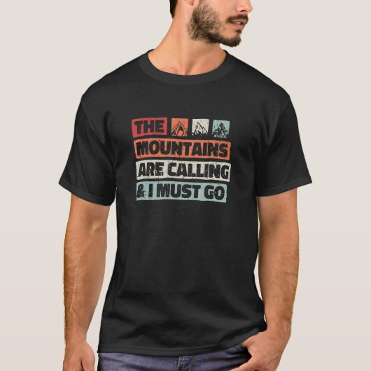 山々が呼び出している私はレトロVint Tシャツ (正面)