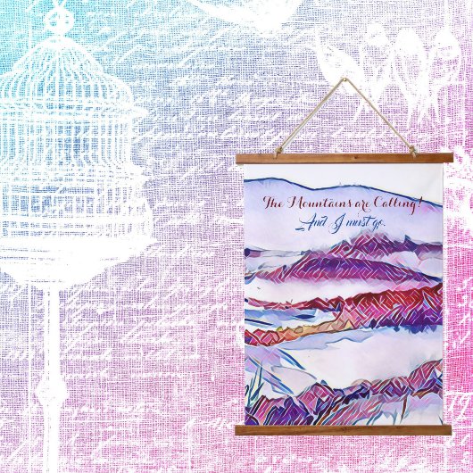 山々が呼び寄せているから僕はウォールアートに行かなければならない 吊り下げ型タペストリー