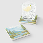 山々と晴れた風景 ストーンコースター (横)